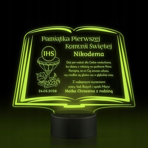 Pamiątka Pierwszej Komunii Świętej LAMPKA LED prezent na Komunię na Arena.pl