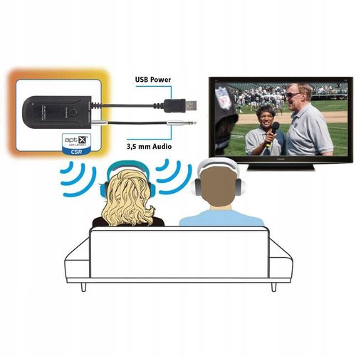 Nadajnik TRANSMITER adapter Bluetooth audio Jack 3.5 mm technologia AptX na Arena.pl