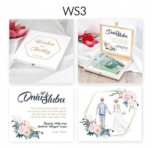 PREZENT ŚLUBNY PUDEŁKO NA PIENIĄDZE ŚLUB KARTKA ŚLUBNA DLA PARY MŁODEJ na Arena.pl