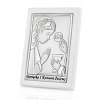 SREBRNY OBRAZEK pamiątka KOMUNII dziewczynki +IMIĘ