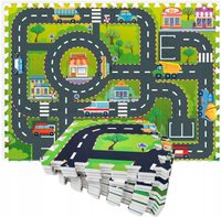 MATA EDUKACYJNA PIANKOWA DUŻA PUZZLE MIASTO ULIC SKŁADANA DZIECI NIEMOWLĄT