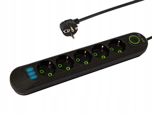 PRZEDŁUŻACZ LISTWA ZASILAJĄCA WŁĄCZNIK 3m 3x USB 5 GNIAZD na Arena.pl