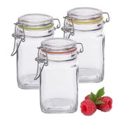 Pojemnik szklany hermetyczny słoik kwadratowy 260 ml metalowa klamra klips