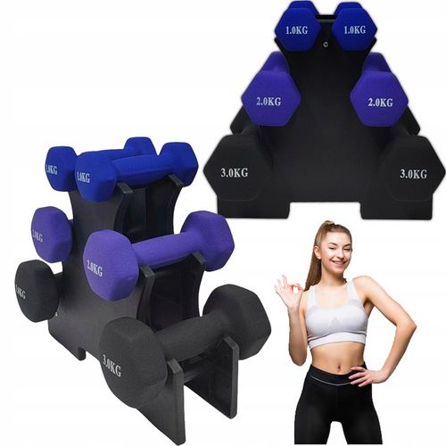 Zestaw hantli do ćwiczeń hantle hantelki ciężarki fitness stojak 1/2/3KG 12 na Arena.pl