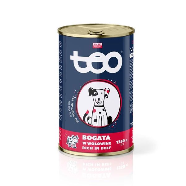 Karma mokra dla psa TEO bogata w wołowinę 1250 g zdjęcie 1