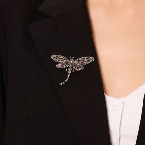 broszka srebrna - ważka - z emalią i markazytami na Arena.pl