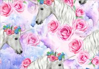 FOTOTAPETA FLIZ dla dzieci konie kwiaty 3D 350x245