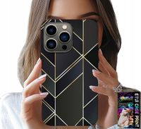 ETUI DO IPHONE 14 PRO - ZŁOTE RAMKI, ELEGANCKIE WZORY + SZKŁO