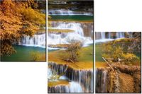 60 90CM OBRAZ 3 ELEM WODOSPAD HUAY MAE KHAMIN ŚCIENNY DRUK PŁÓTNO