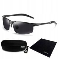 bigEYE - OKULARY POLARYZACYJNE MĘSKIE KIEROWCÓW ALUMINIUM Premium - ZESTAW