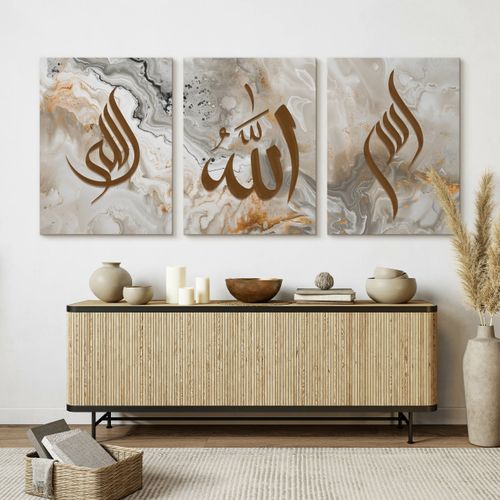 Obrazy Na Płótnie Set Abstrakcja Marmur Boho Islamskie Symbole 90cm x 40cm na Arena.pl