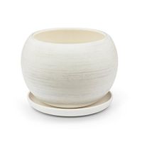 Doniczka Ceramiczna KULA 3 z podstawką jasny beton eco