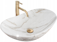 Umywalka Nablatowa Marmurowa Owalna Ceramiczna REA ROYAL Shiny Aiax
