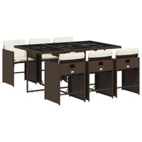 7-cz. zestaw mebli ogrodowych, z poduszkami, brązowy, rattan PE