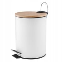 Metalowy kosz na śmieci do łazienki 3 l śmietnik Altom Design biały bambus