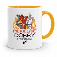 Kubek Żółty Dla Piekielnie Dobrego Hydraulika Z Nadrukiem Ze Zdjęciem