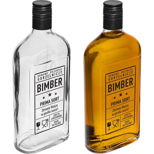 Butelka Piersiówka 0,5 L z zakrętką i nadrukiem Bimber PRL na Arena.pl
