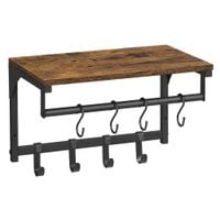 Półka z wieszakami rustykalna czarna 40x24 cm drewno loft z haczykami