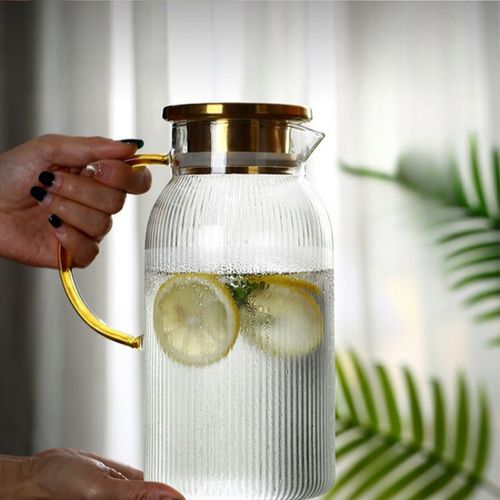 DZBANEK SZKLANY NA WODĘ LEMONIADĘ 1,5L KARAFKA Z POKRYWKĄ SITKO FILTRUJĄCE na Arena.pl