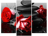 OBRAZ RÓŻE TLE KAMIENI AKCENT KOLORYSTYCZNY