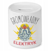 Skarbonka Prezent Dla Elektryka Gromowładny Z Nadrukiem Ze Zdjęciem