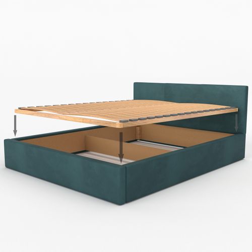 ŁÓŻKO TAPICEROWANE 160x200 ŁÓŻKO PODWÓJNE Z POJEMNIKIEM TURKUSOWE na Arena.pl