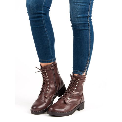 Brązowe wiązane botki r.40 na Arena.pl