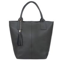 VERA PELLE torebka damska skórzana shopper z długimi rączkami V619 c.szara