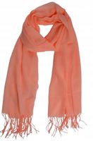 Cashmere - cienki modny szalik frędzle jednokolorowy pomarańczowy