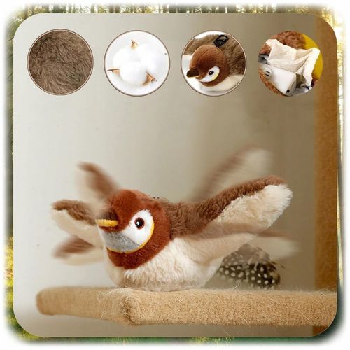 INTERAKTYWNA ZABAWKA DLA KOTA PLUSZOWY PTAK RUCHOMY PTASZEK + na Arena.pl