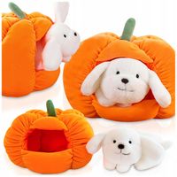 MASKOTKA PIESEK W DOMKU Z DYNI Pluszowy Pies PLUSZAK 2w1 dla dzieci 25 cm