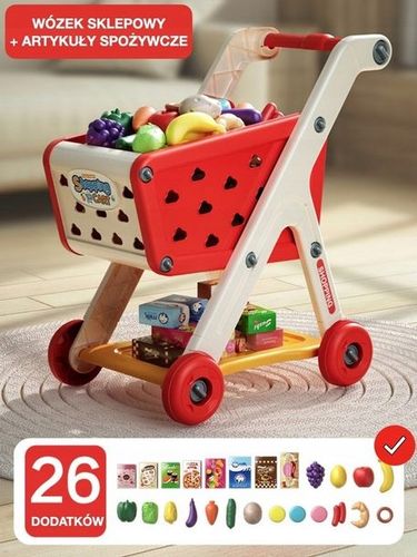 WÓZEK KOSZYK SKLEPOWY ZAKUPOWY STABILNY AKCESORIA PREZENT DLA DZIECI na Arena.pl