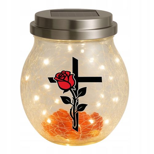 ZNICZ SOLARNY LED LAMPION NA GRÓB STATUETKA NA CMENTARZ RÓŻA KRZYŻ NAGROBNY na Arena.pl