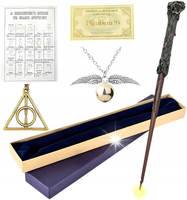 HARRY POTTER MAGICZNA RÓŻDŻKA ŚWIECĄCA BILET HOGWART NASZYJNIK MEGA ZESTAW