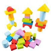 Klocki Drewniane Układanka Edukacyjne Miasto Sorter Zestaw w Wiaderku 108el