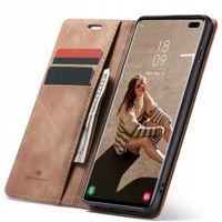 ETUI Z KLAPKĄ DO GALAXY S10 PLUS SKÓRZANE PORTFEL POKROWIEC + FOLIA