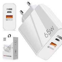 SZYBKA ŁADOWARKA SIECIOWA 65W GaN USB USB-C QC PD