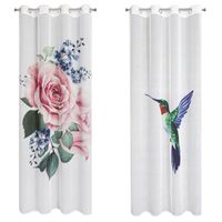 Komplet 2 zasłon na przelotkach kwiaty koliber LIA 140X260 białe