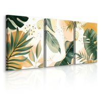 Obrazy Na Płótnie Set Boho Liście Tropikalne Monstery Bananowce 90cm x 40cm