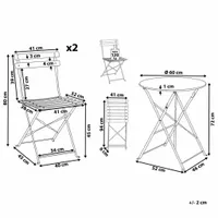Zestaw Mebli Balkonowych Stół 2 Krzesła Meble na Taras Balkon Metalowe