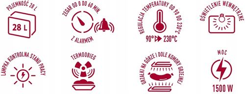 Piekarnik mini elektryczny mocny z termoobiegiem 28 l MPM MPE-15/T na Arena.pl