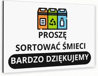 Tabliczka znak informacyjny 30x20 Biała SORTOWANIE ŚMIECI Nierdzewna