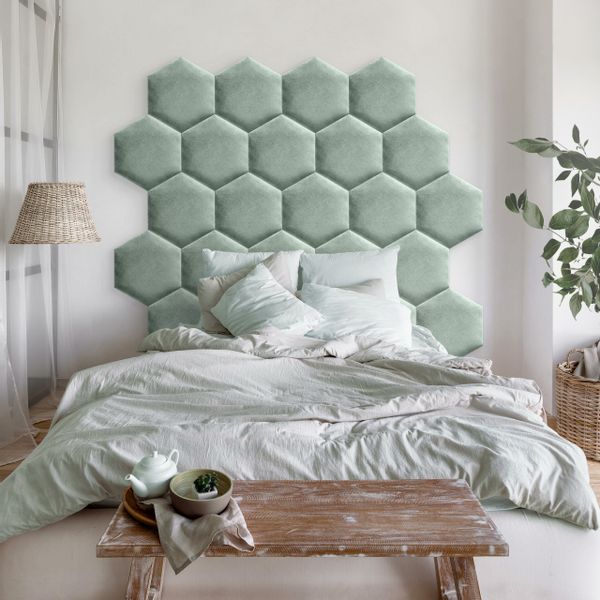 PANELE TAPICEROWANE PLASTER MIODU Heksagon MIĘTOWY 26cm x 30cm zdjęcie 7