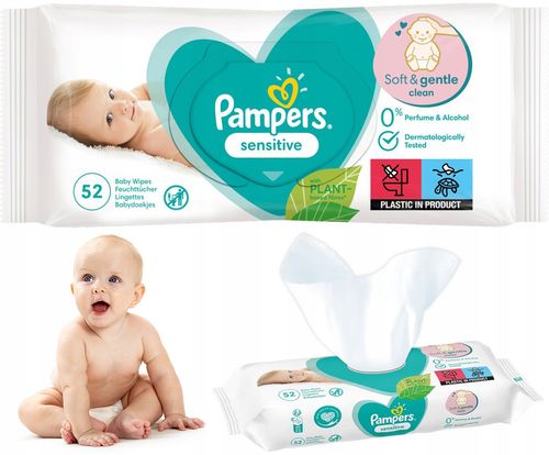 pampers chusteczki nawilżane sensitive 52 szt. - 1 op. na Arena.pl