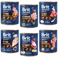 BRIT BY NATURE Karma mokra dla psa mix smaków 6 x 800g ADULT Bezzbożowa