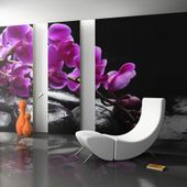 Fototapeta - Chwila relaksu: orchidea i kamienie zen 450x270