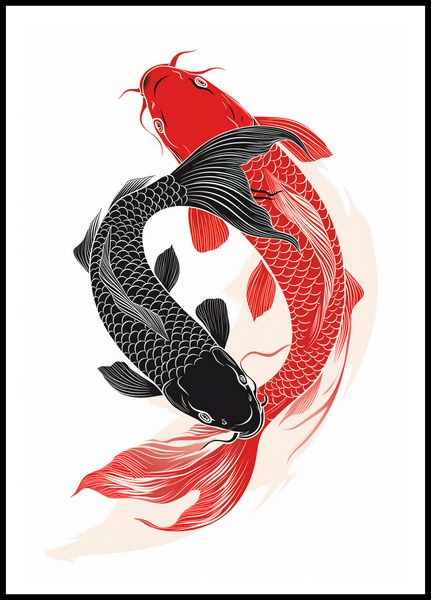 Plakat 68x98cm Yin i Yang Koi zdjęcie 3