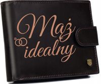 Portfel męski skórzany GRAWEROWANY prezent dla męża TWÓJ NAPIS