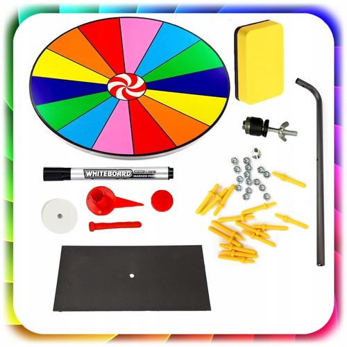 KOŁO FORTUNY SUCHOŚCIERALNE GRA DLA DZIECI LOTERIA IMPREZY 50CM + na Arena.pl