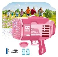 pistolet do baniek mydlanych 132 otwory różowy led